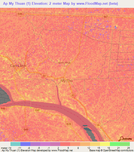 Ap My Thuan (1),Vietnam Elevation Map