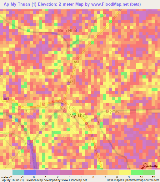 Ap My Thuan (1),Vietnam Elevation Map