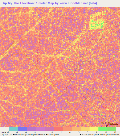Ap My Tho,Vietnam Elevation Map