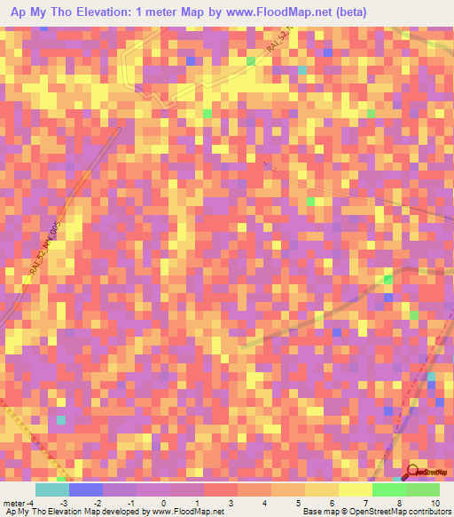 Ap My Tho,Vietnam Elevation Map