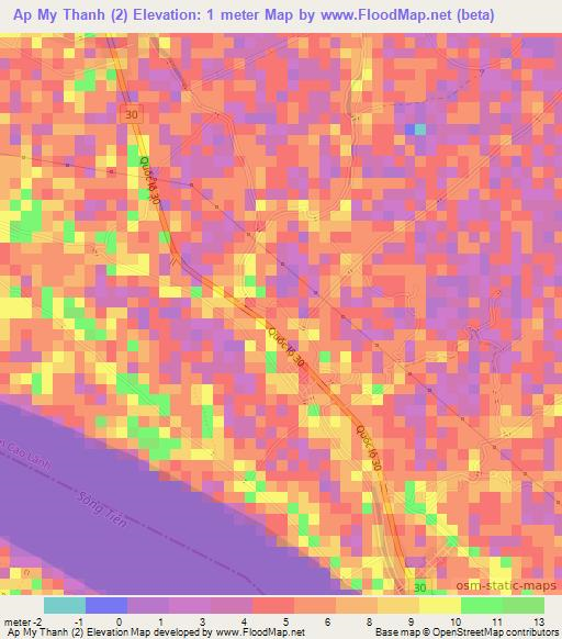 Ap My Thanh (2),Vietnam Elevation Map