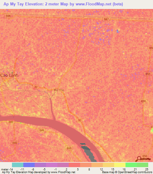 Ap My Tay,Vietnam Elevation Map