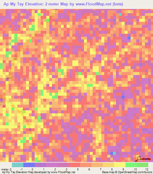 Ap My Tay,Vietnam Elevation Map