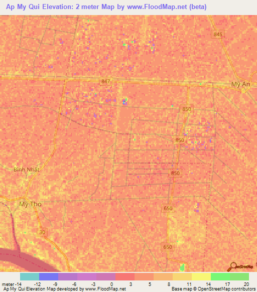 Ap My Qui,Vietnam Elevation Map