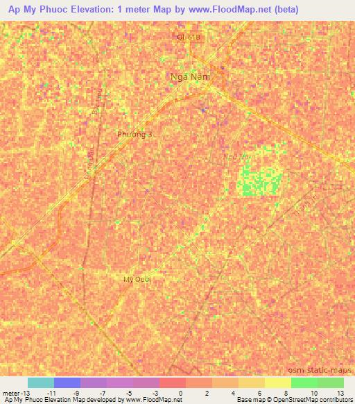 Ap My Phuoc,Vietnam Elevation Map