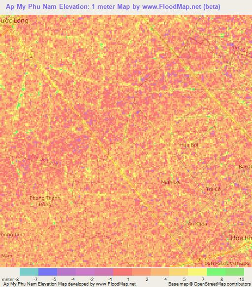 Ap My Phu Nam,Vietnam Elevation Map