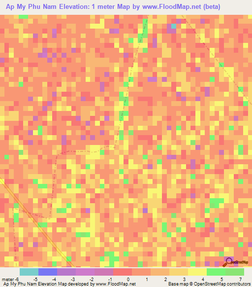 Ap My Phu Nam,Vietnam Elevation Map