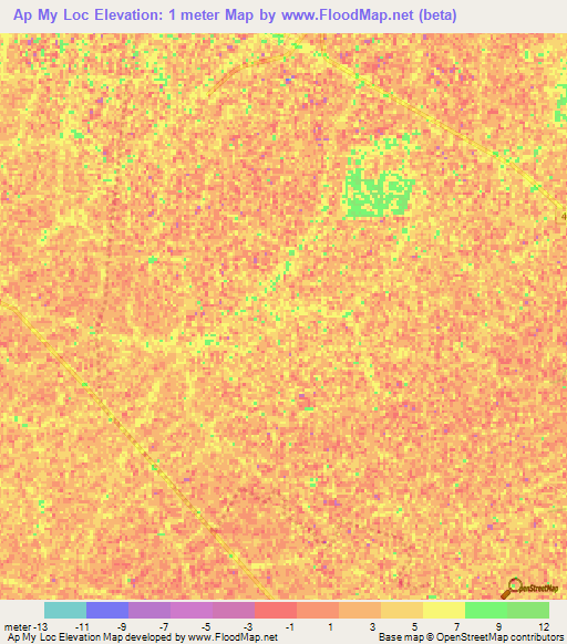 Ap My Loc,Vietnam Elevation Map