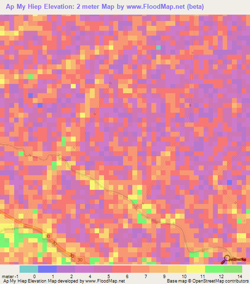 Ap My Hiep,Vietnam Elevation Map