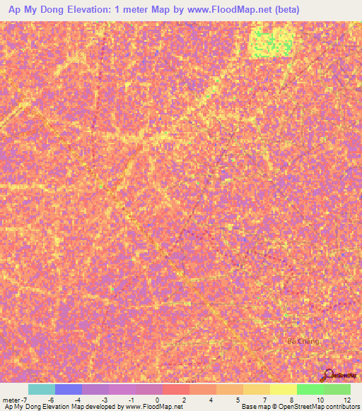 Ap My Dong,Vietnam Elevation Map