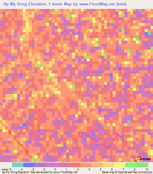 Ap My Dong,Vietnam Elevation Map