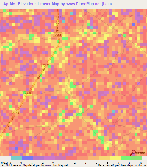 Ap Mot,Vietnam Elevation Map