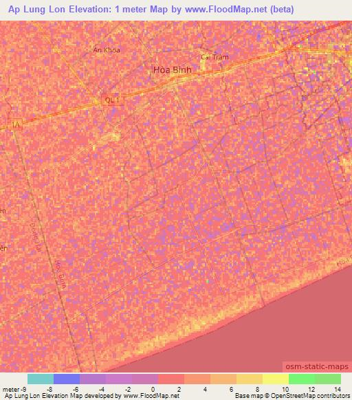 Ap Lung Lon,Vietnam Elevation Map