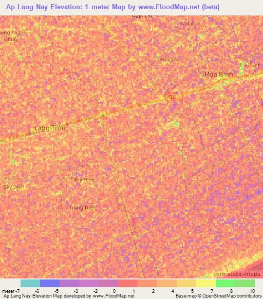 Ap Lang Nay,Vietnam Elevation Map