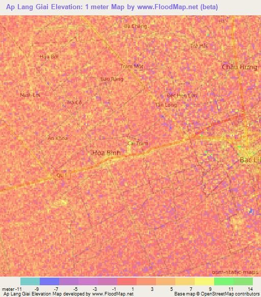 Ap Lang Giai,Vietnam Elevation Map