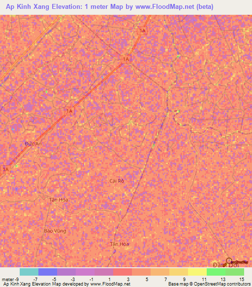 Ap Kinh Xang,Vietnam Elevation Map