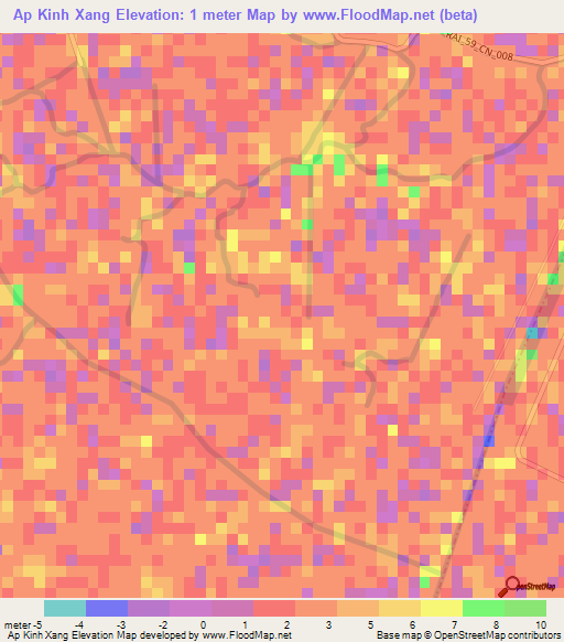 Ap Kinh Xang,Vietnam Elevation Map