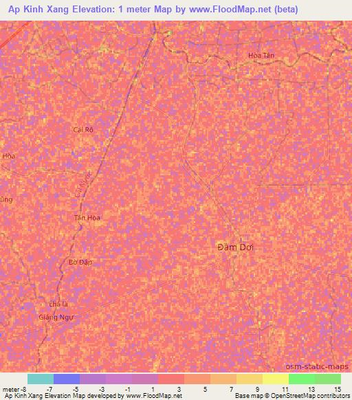 Ap Kinh Xang,Vietnam Elevation Map