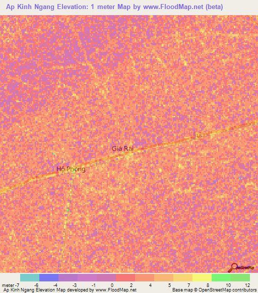 Ap Kinh Ngang,Vietnam Elevation Map