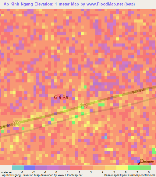 Ap Kinh Ngang,Vietnam Elevation Map