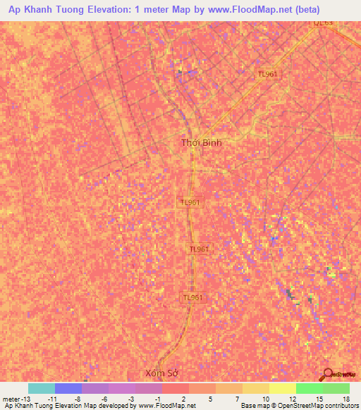 Ap Khanh Tuong,Vietnam Elevation Map