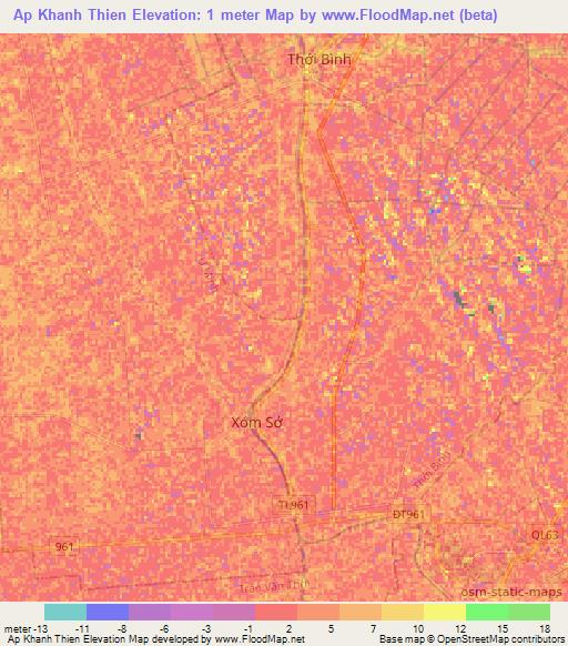 Ap Khanh Thien,Vietnam Elevation Map