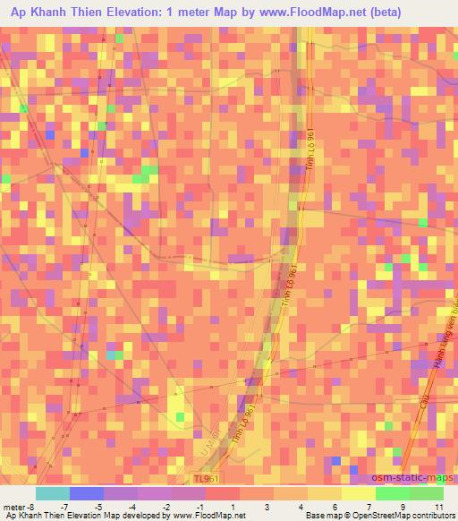 Ap Khanh Thien,Vietnam Elevation Map