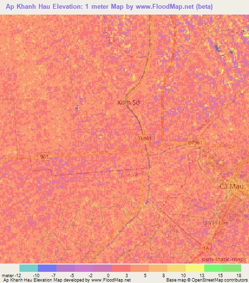 Ap Khanh Hau,Vietnam Elevation Map