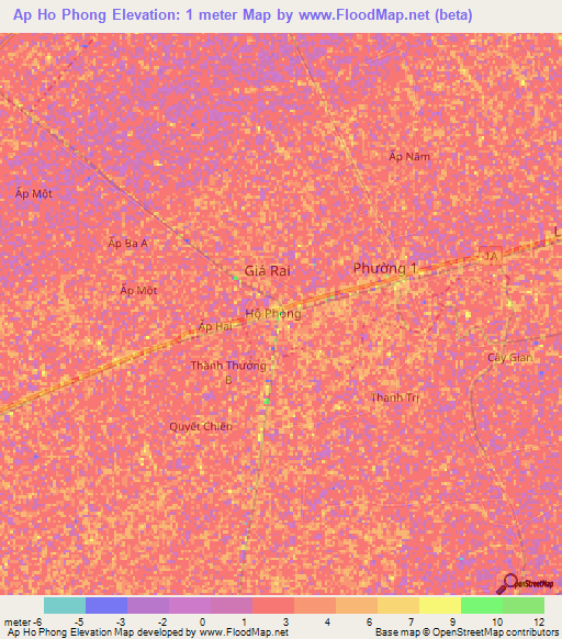 Ap Ho Phong,Vietnam Elevation Map