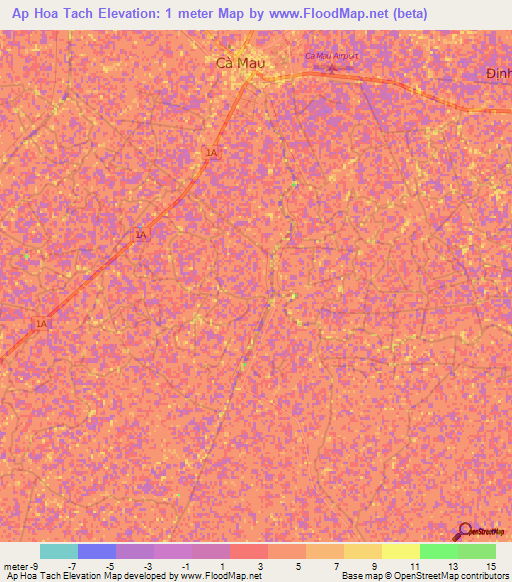 Ap Hoa Tach,Vietnam Elevation Map