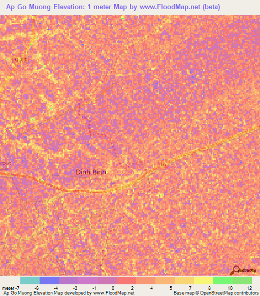 Ap Go Muong,Vietnam Elevation Map