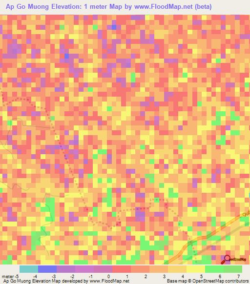 Ap Go Muong,Vietnam Elevation Map