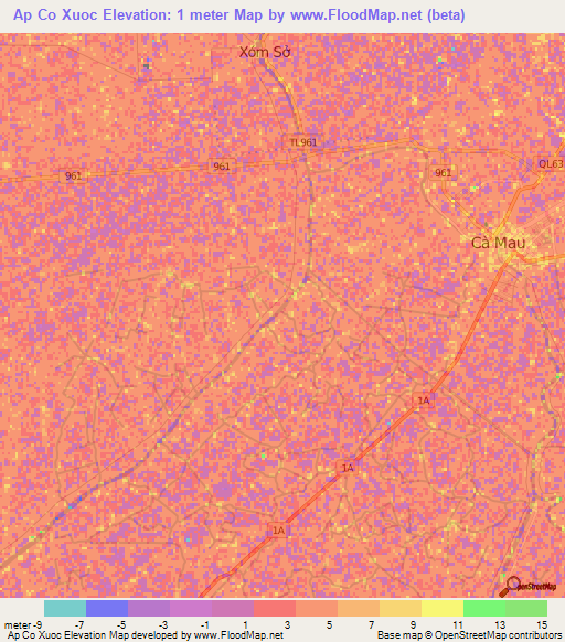 Ap Co Xuoc,Vietnam Elevation Map