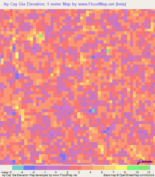 Ap Cay Gia,Vietnam Elevation Map