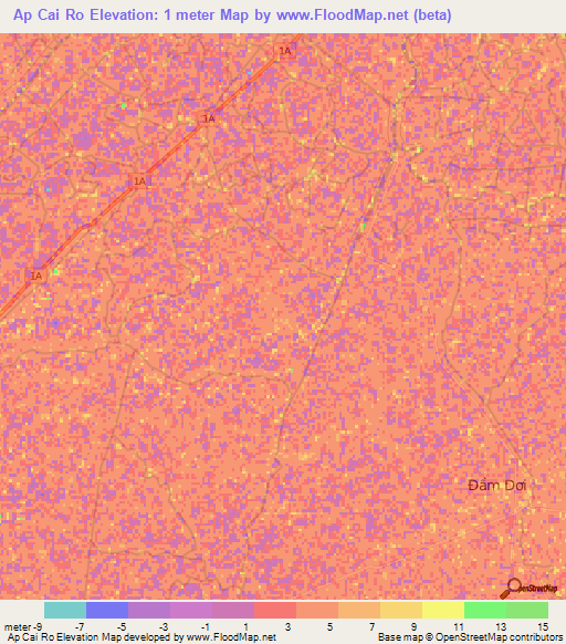 Ap Cai Ro,Vietnam Elevation Map