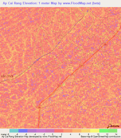 Ap Cai Rang,Vietnam Elevation Map