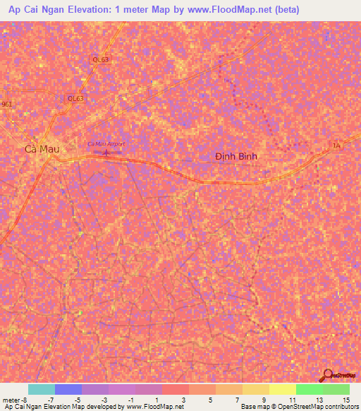 Ap Cai Ngan,Vietnam Elevation Map