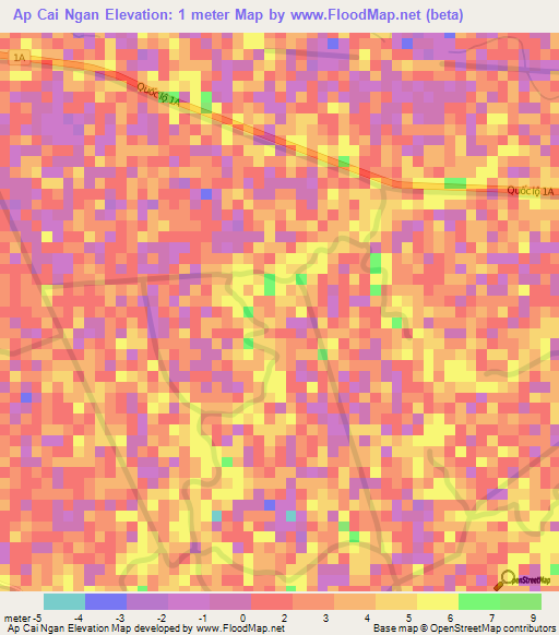 Ap Cai Ngan,Vietnam Elevation Map