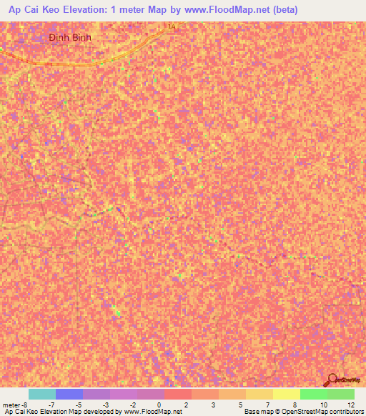 Ap Cai Keo,Vietnam Elevation Map