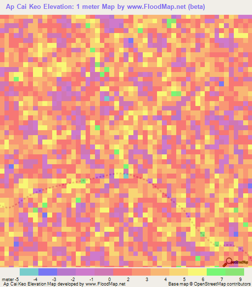 Ap Cai Keo,Vietnam Elevation Map