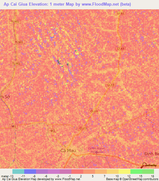 Ap Cai Giua,Vietnam Elevation Map