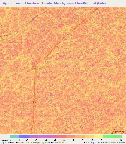 Ap Cai Gieng,Vietnam Elevation Map