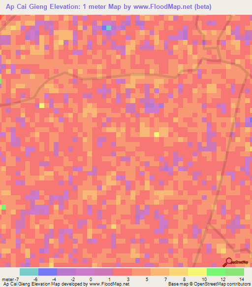 Ap Cai Gieng,Vietnam Elevation Map