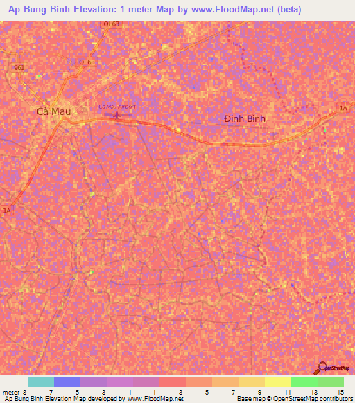 Ap Bung Binh,Vietnam Elevation Map