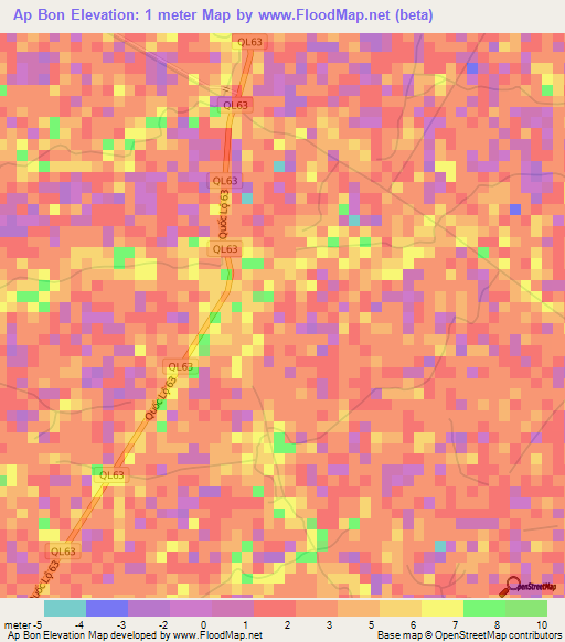 Ap Bon,Vietnam Elevation Map