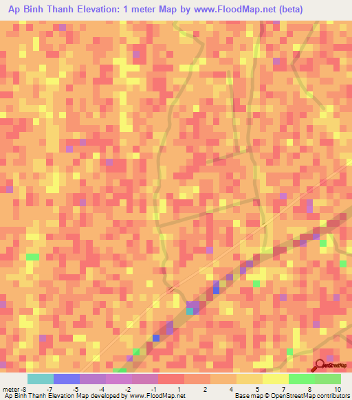 Ap Binh Thanh,Vietnam Elevation Map