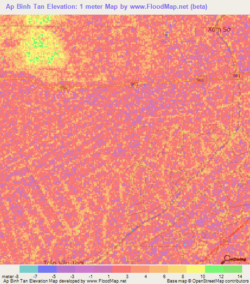 Ap Binh Tan,Vietnam Elevation Map