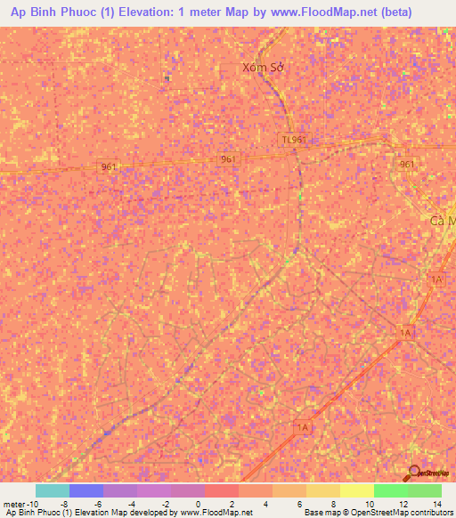 Ap Binh Phuoc (1),Vietnam Elevation Map