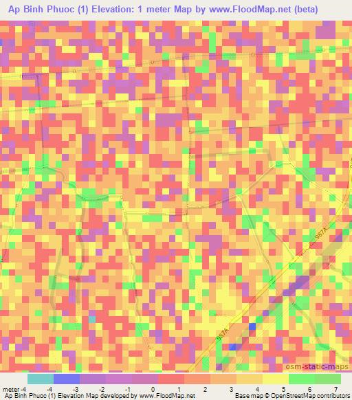 Ap Binh Phuoc (1),Vietnam Elevation Map