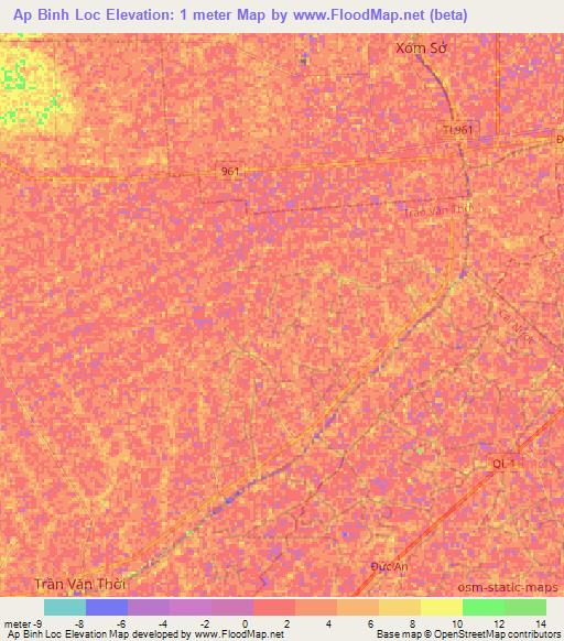 Ap Binh Loc,Vietnam Elevation Map